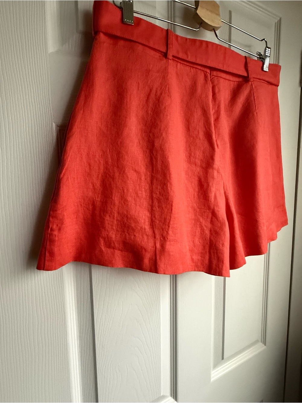 Banana Republic Belted Pleated Linen Meridian Shorts Red/Orange 12 Petite - Picture 10 of 11